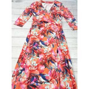 Soft Surroundings Women’s Le Jardin Faux Wrap Maxi Dress Floral Cruise Size S
